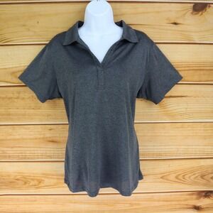 Sport-Tek Activewear‎ Shirt Collared Womens L Gray Heathered Stretch Polyester